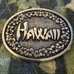 Hawaii Floral Silver Belt Buckle